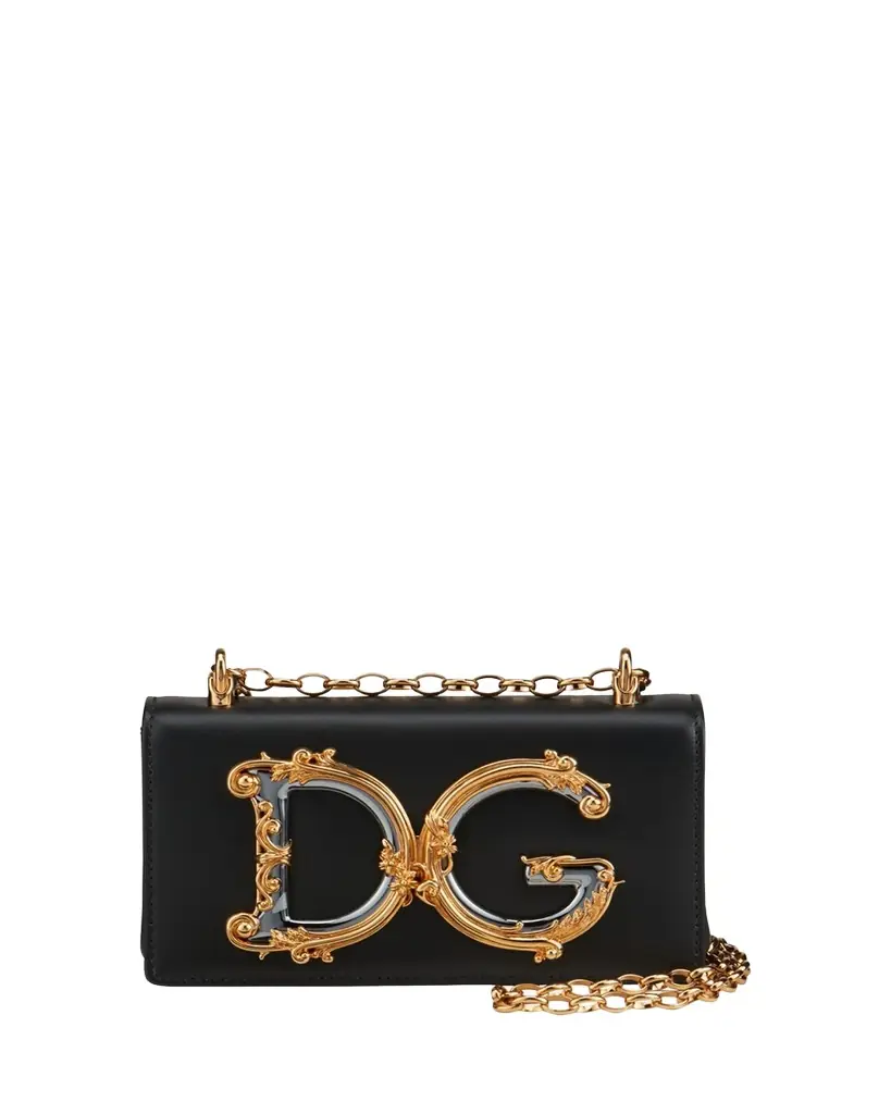 Dolce & Gabbana DG Girls Barocco Leather Shoulder Bag