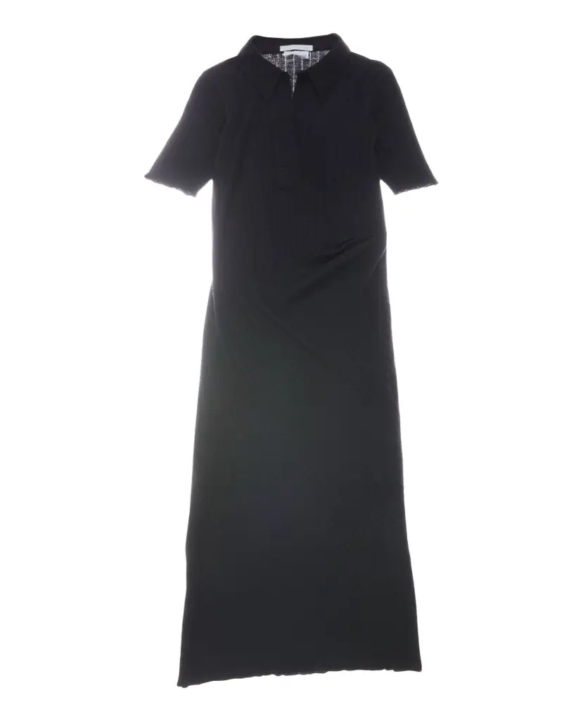 Helmut Lang Ribbed Knit Polo Midi Dress