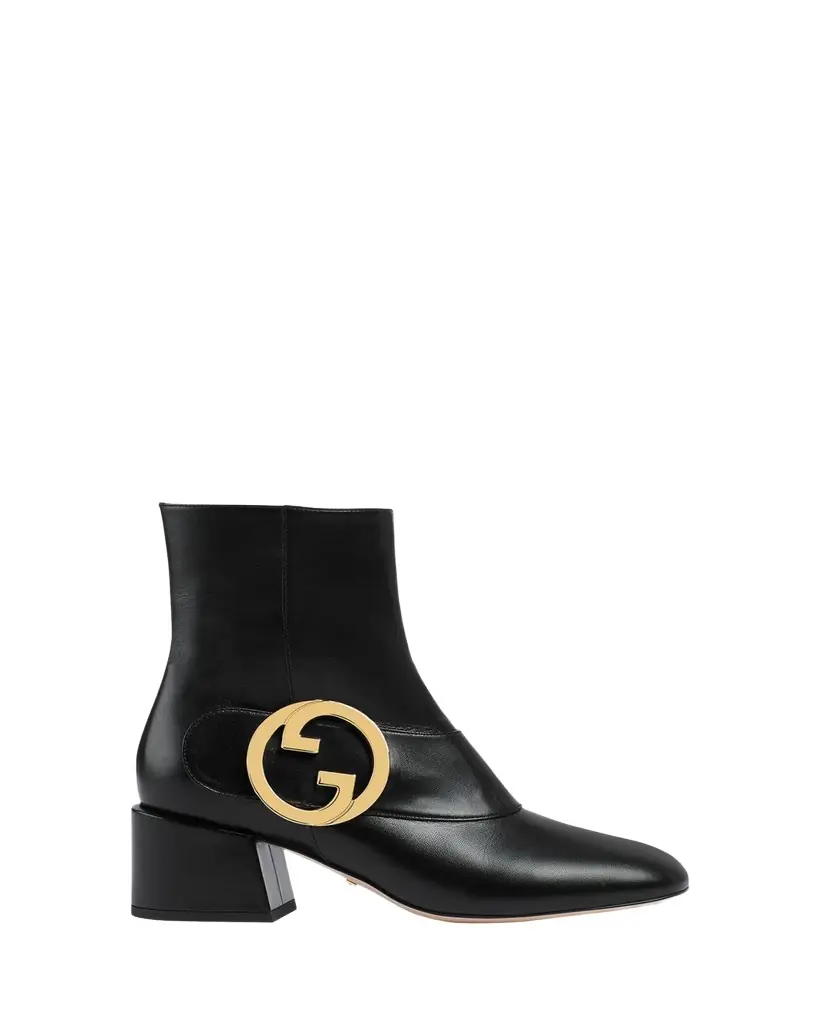 Gucci Blondie Leather Medallion Ankle Boots - Women's Clothing