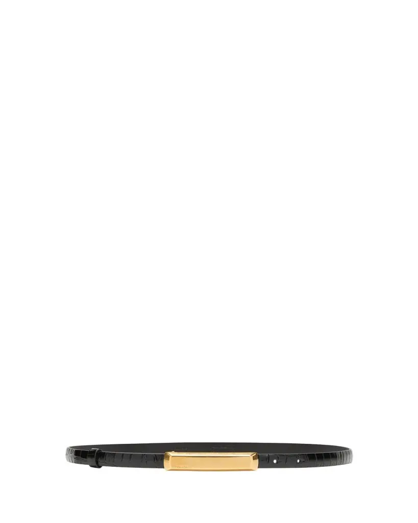 TOM FORD Croc-Embossed Leather Skinny Belt