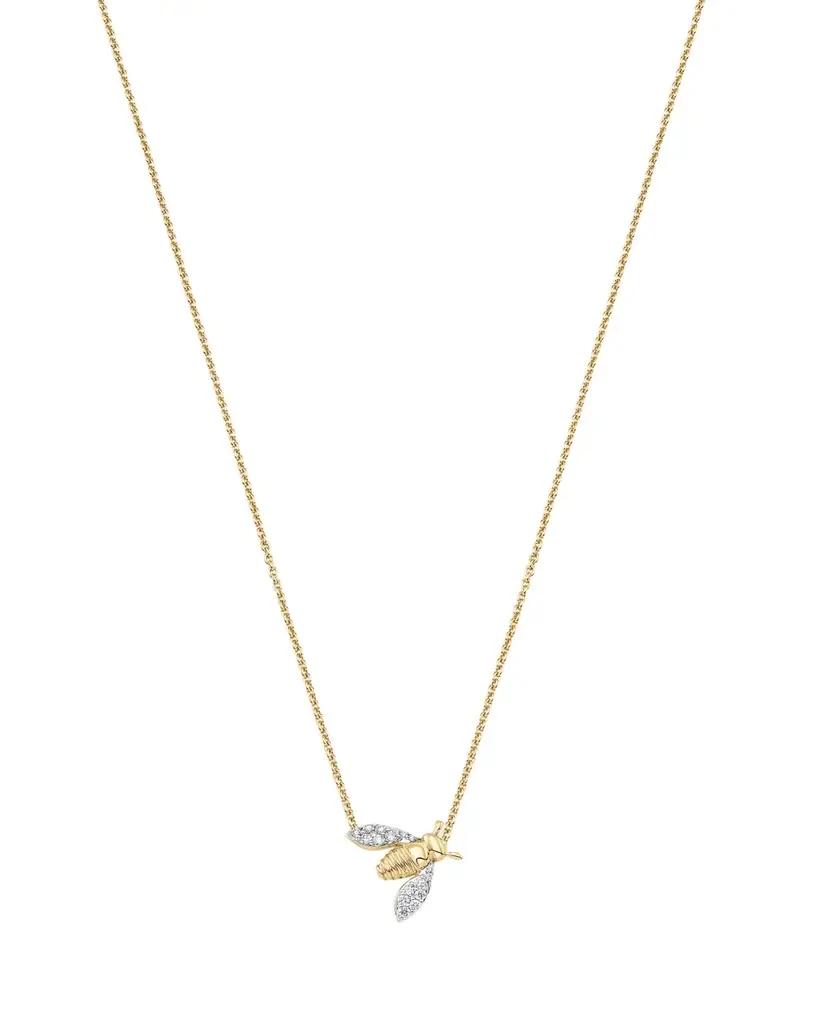 Sara Weinstock 18K Two-Tone Gold Queen Bee Diamond Petite Pendant Necklace, 16"L