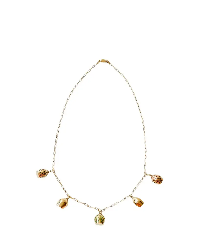 Haute Victoire Colored Stone 5 Lune Necklace, 15"L