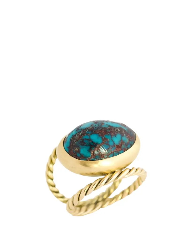 Haute Victoire One Of A Kind Hand Twisted Turquoise Ring, Size