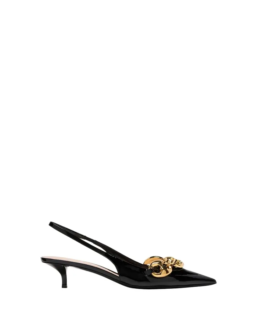 Gucci Marina Patent Chain Slingback Pumps