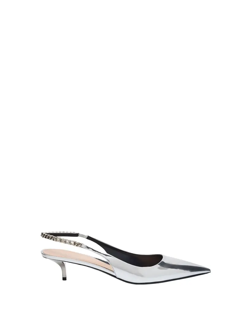 Gucci Signoria Metallic Leather Chain Slingback Pumps