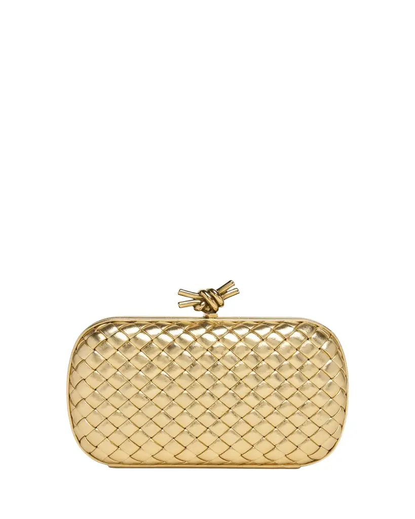 Bottega Veneta Knot Padded Metallic Leather Clutch Bag