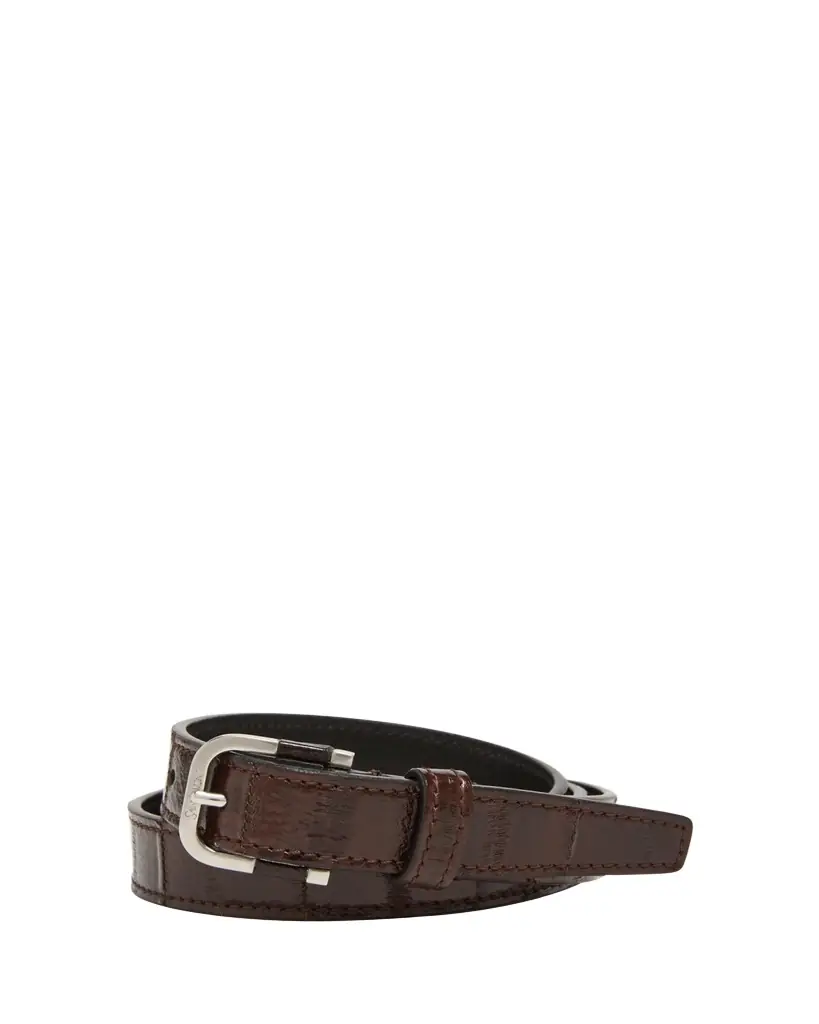 Saint Laurent Men's Skinny Belt in Eel Leather