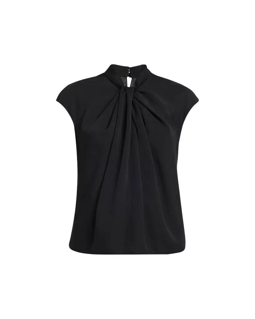 Giorgio Armani Twisted Cap-Sleeve Georgette Silk Blouse