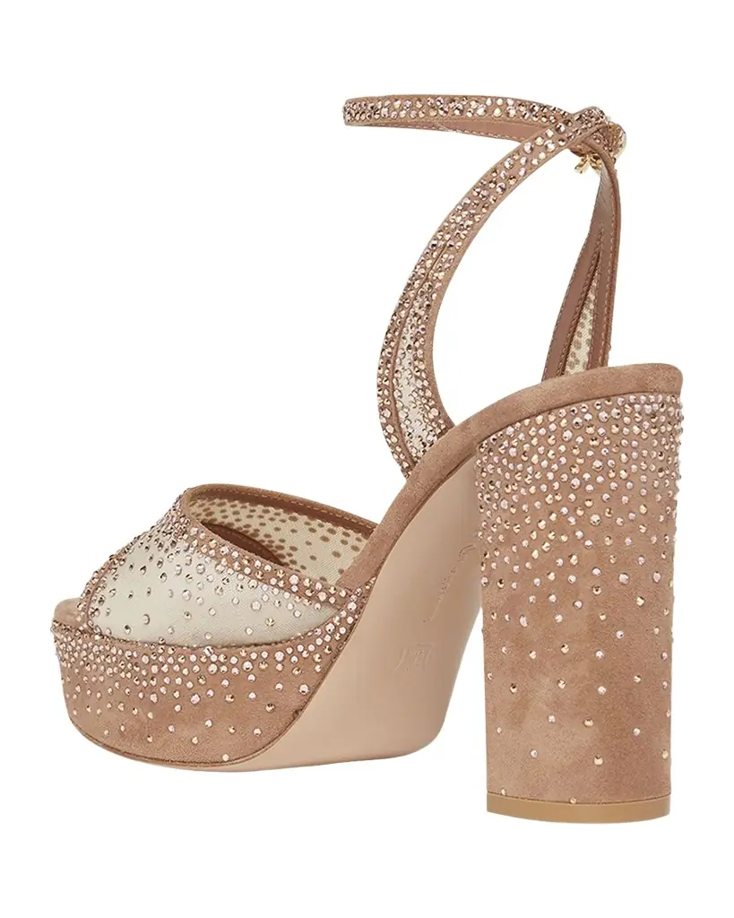 Gianvito Rossi Strass Organza Ankle-Strap Platform Sandals