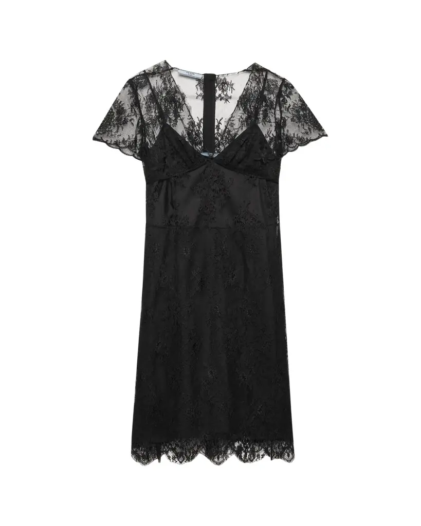Prada Short-Sleeve Lace Dress