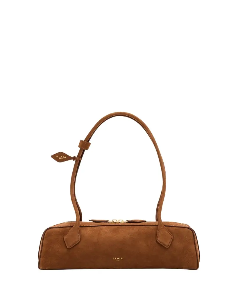 ALAIA Le Teckel Medium Suede Shoulder Bag