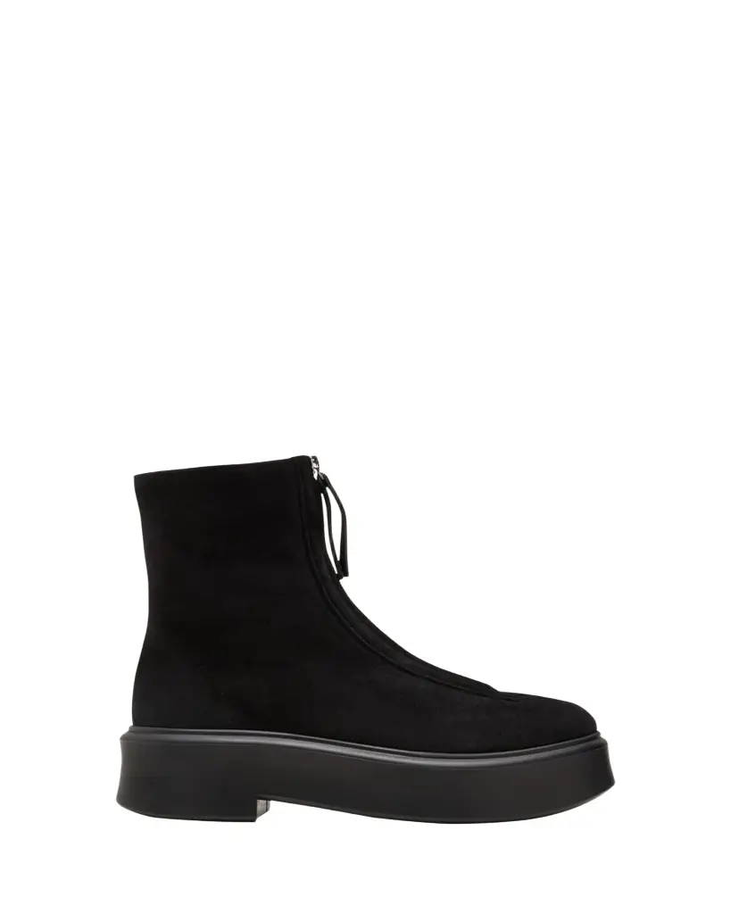 THE ROW Suede Zip Moto Booties