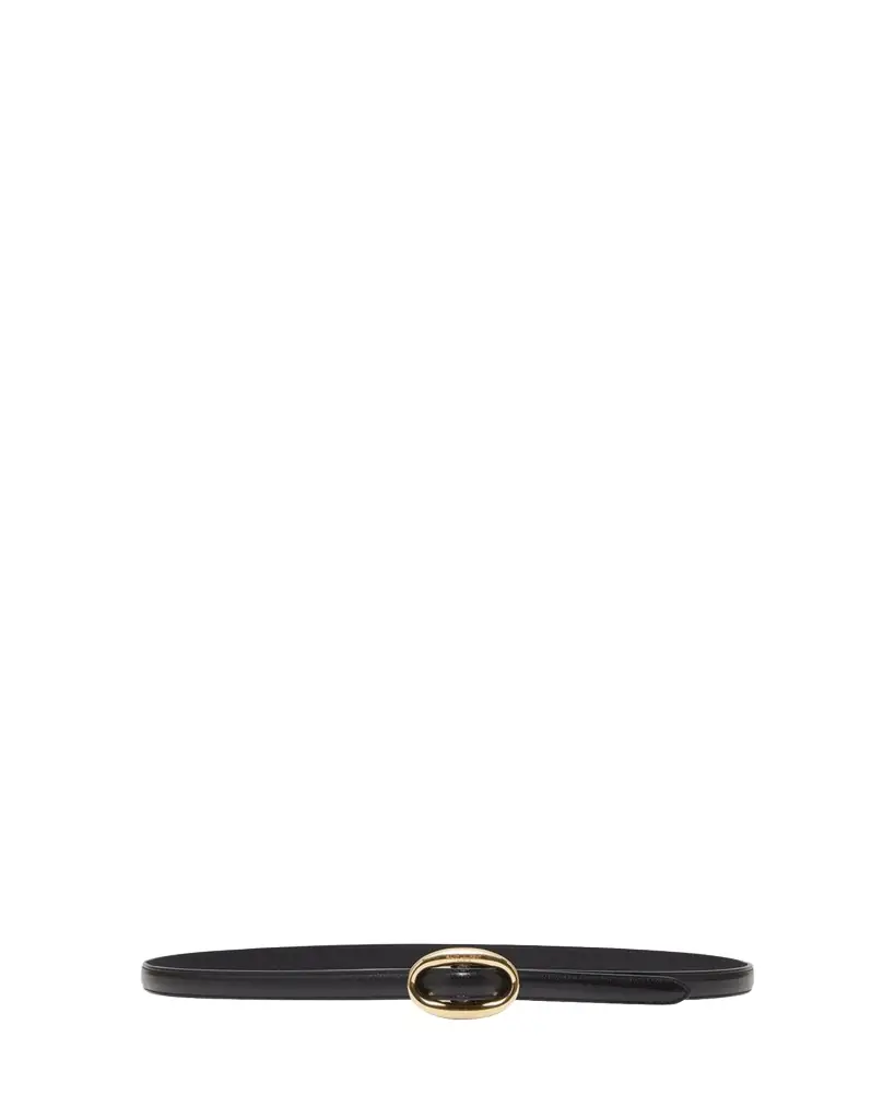 Saint Laurent Double Oval Skinny Leather Belt