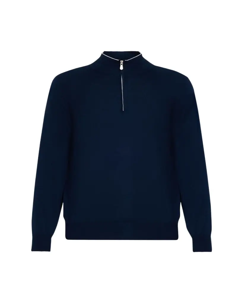 Brunello Cucinelli Men's Cotton Knit Quarter-Zip Sweater