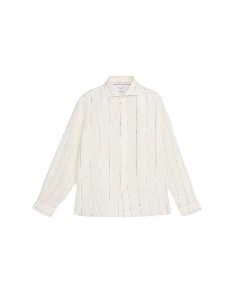 Brunello Cucinelli en's Cotton Wide Stripe Button-Down Shirt