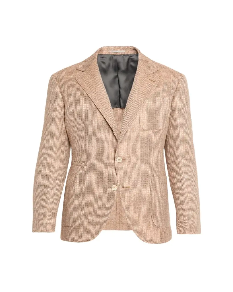 Brunello Cucinelli Men's Wool, Silk and Linen Herringbone Suit Jacket