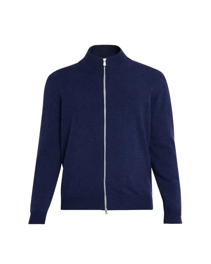 Brunello Cucinelli Men's Cotton and Cashmere Full-Zip Sweater
