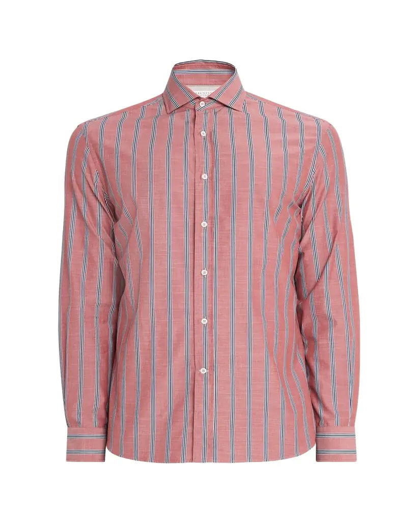 Brunello Cucinelli en's Cotton ulti-Stripe Button-Down Shirt