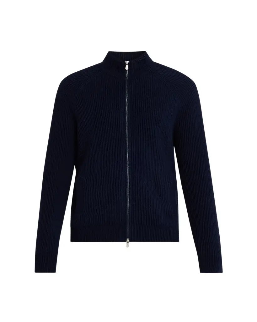 Brunello Cucinelli Men's Cotton Rib Full-Zip Cardigan