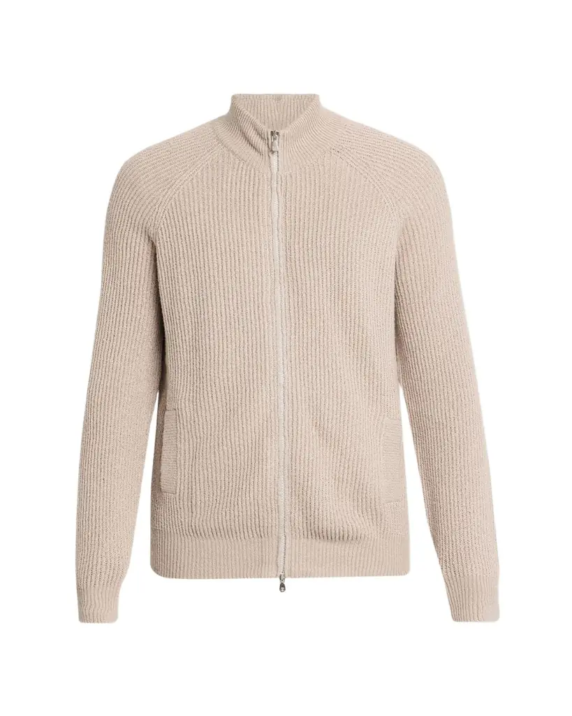 Brunello Cucinelli Men's Cotton Rib Full-Zip Cardigan