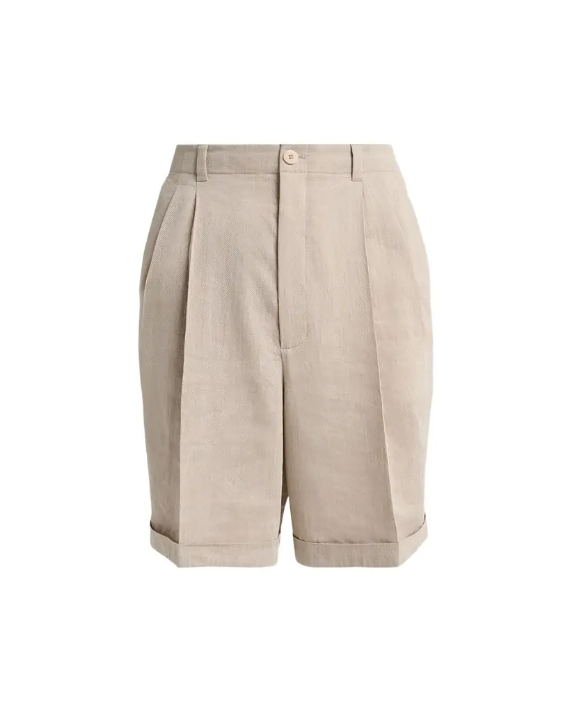Jacquemus Men's Herringbone Linen-Blend Pleated Shorts