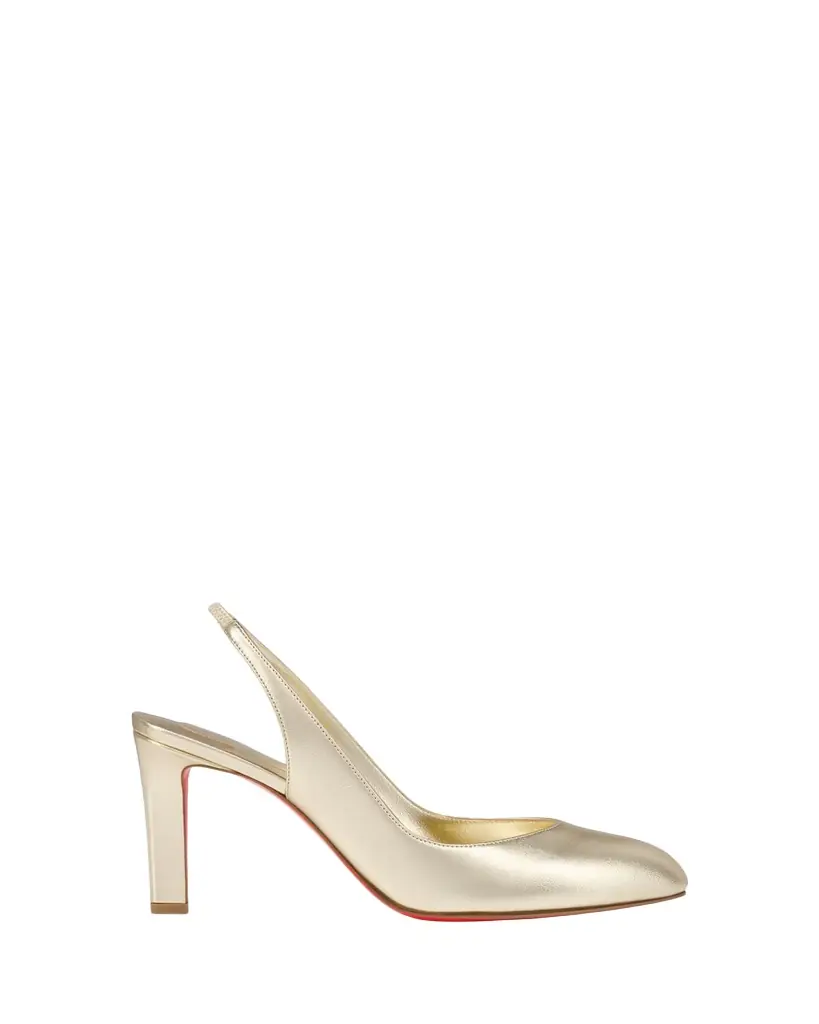 Christian Louboutin 85mm Fannylove Metallic Leather Slingback Pumps