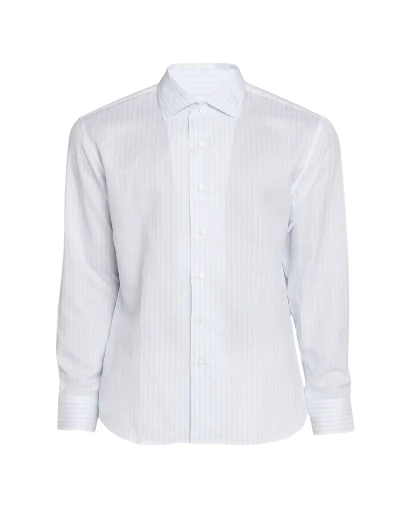 Brioni Men's Lyocell and Cotton Pinstripe Sport Shirt