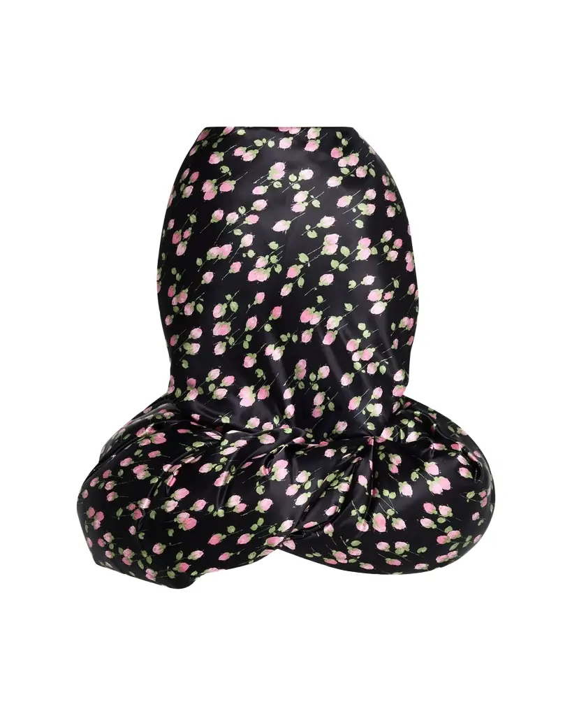 Marc Jacobs Runway Rose Print Satin Bubble Hem Skirt