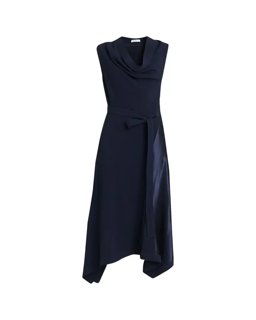 Ferragamo Cowl-Neck Stretch Cady Handkerchief Midi Dress