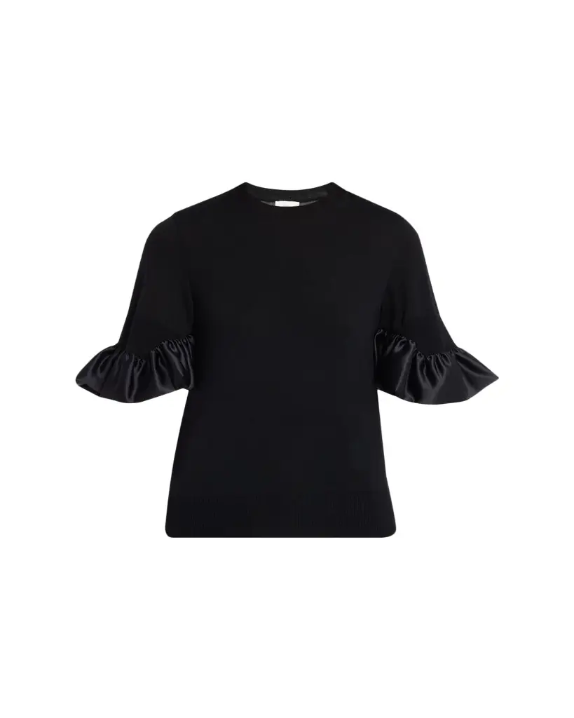 Noir Kei Ninomiya Ruffled-Cuff Wool Sweater