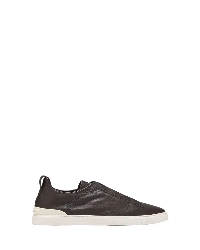 ZEGNA Men's Triple Stitch Deerskin Leather Slip-On Sneakers