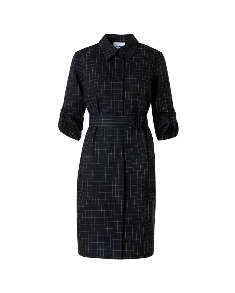 Akris punto Squared Grid Belted Shirtdress