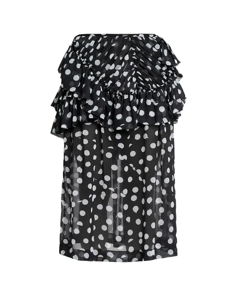 Dries Van Noten Shelby Polka-Dot Ruffle Midi Skirt