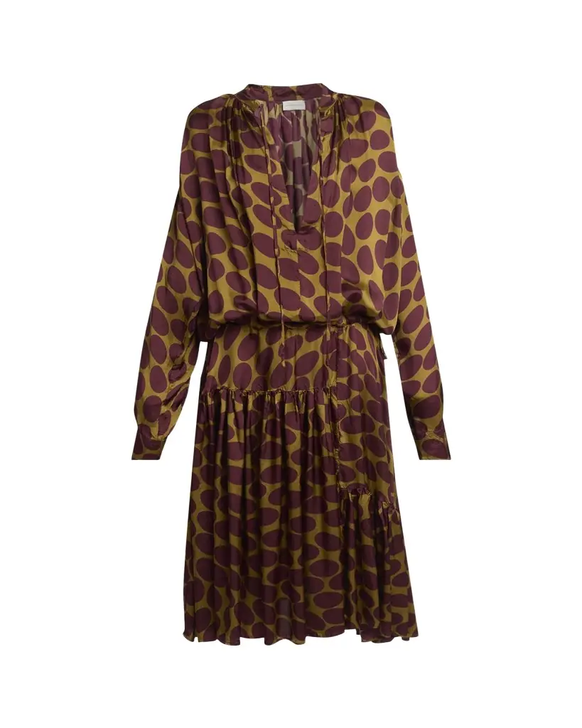 Dries Van Noten Denvo Tiered Polka-Dot Midi Dress