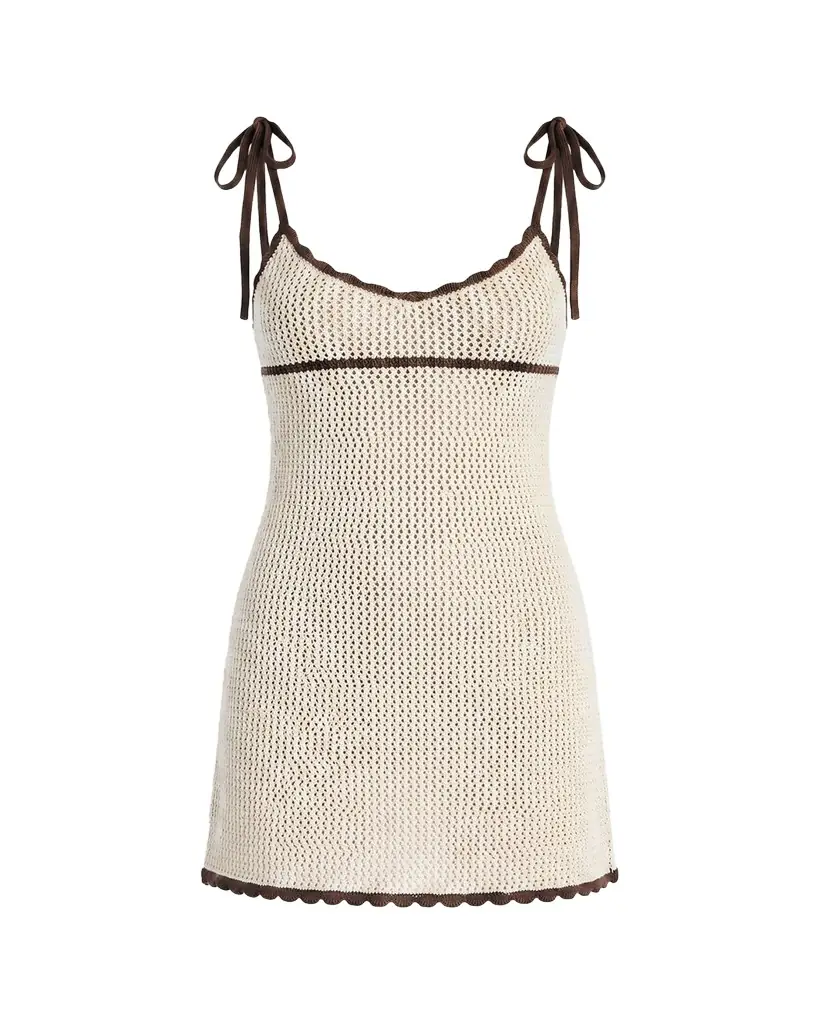 SEROYA Malkie Crochet Tie-Strap Mini Dress