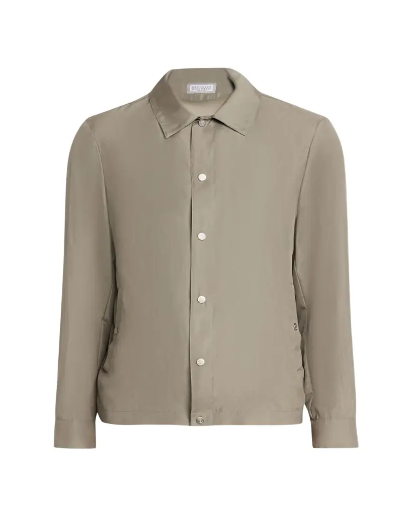 Brunello Cucinelli Men's Silk Blend Snap-Front Shirt Jacket