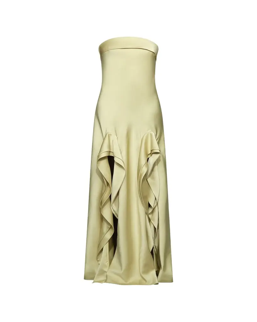 Et Ochs Vernon Strapless Draped Side-Slit Gown
