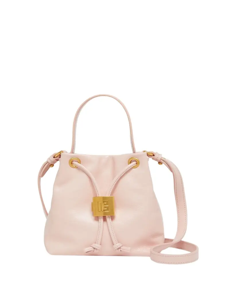Balmain Pulse Leather Drawstring Bucket Bag