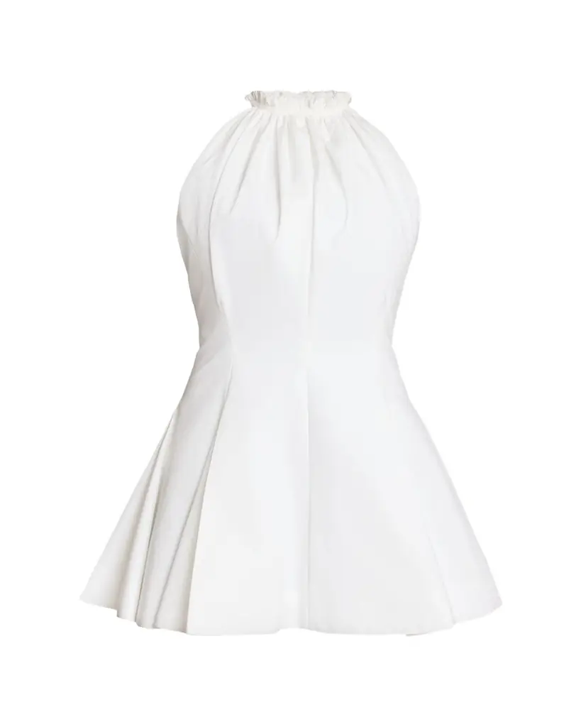 Balmain Cotton Poplin Halter Mini Dress