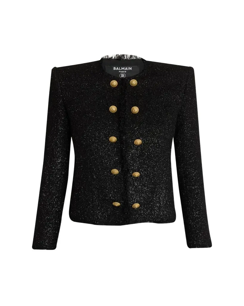 Balmain Buttoned Glitter Tweed Cardigan - Women's Clothing