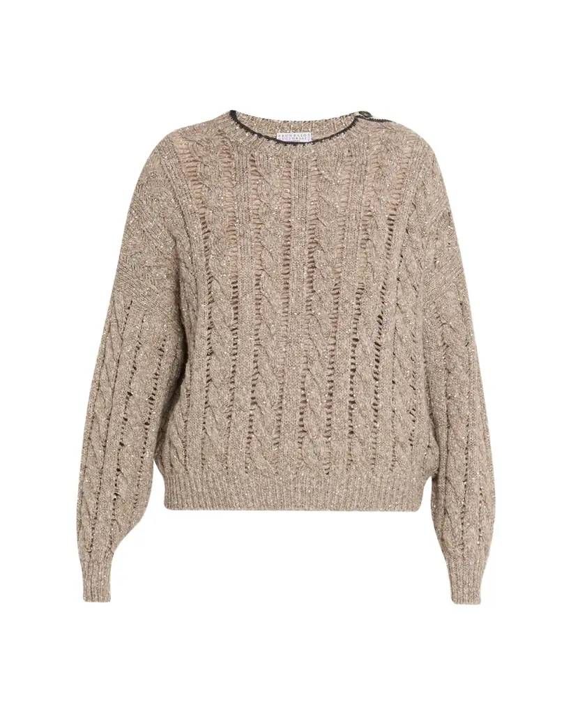 Brunello Cucinelli Sparkly Cable-Knit Sweater