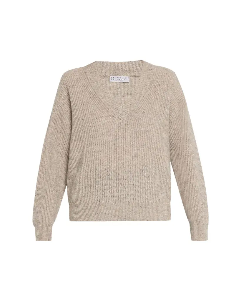 Brunello Cucinelli Shimmering Cashmere-Mohair Crewneck Sweater