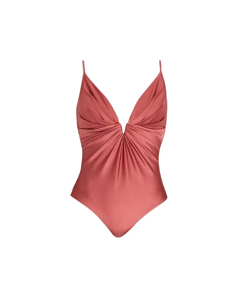 Zimmermann Solstice Tuck Plunge One-Piece Swimsuit