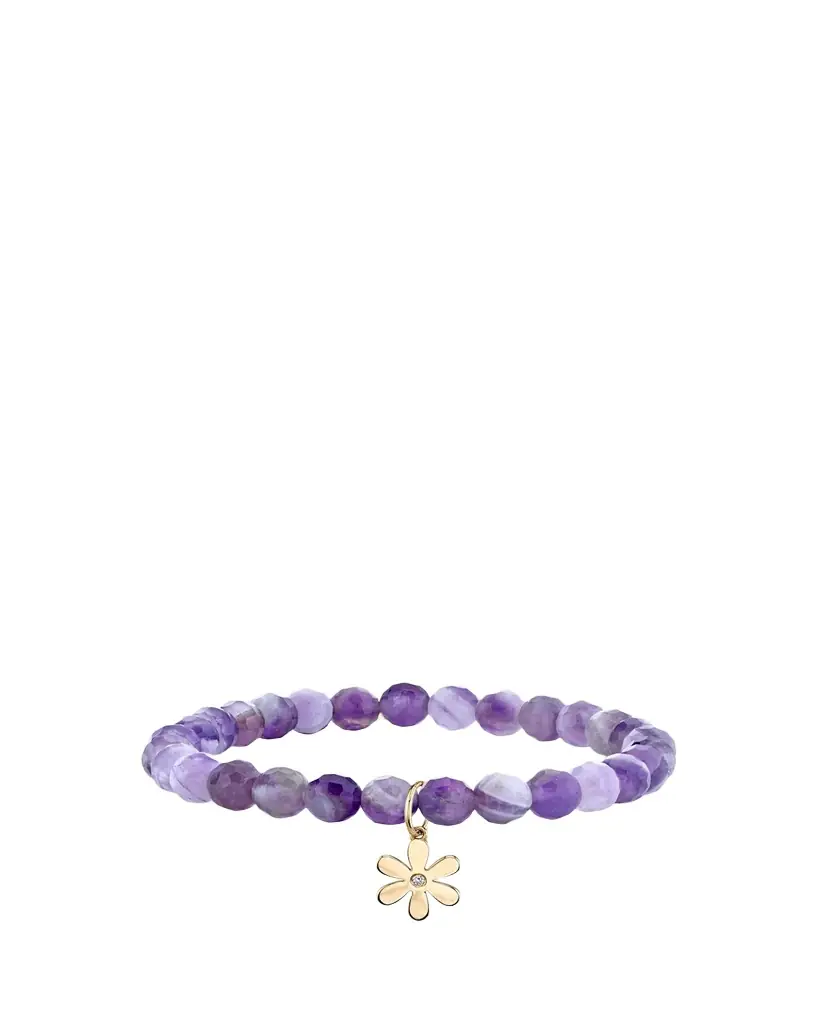 Sydney Evan 14K Single Diamond Daisy on Amethyst Bracelet