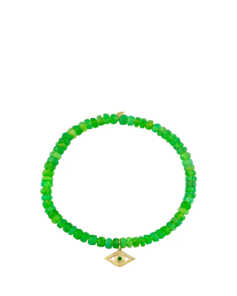 Sydney Evan 14K Emerald Evil Eye on Kiwi Opal Bracelet