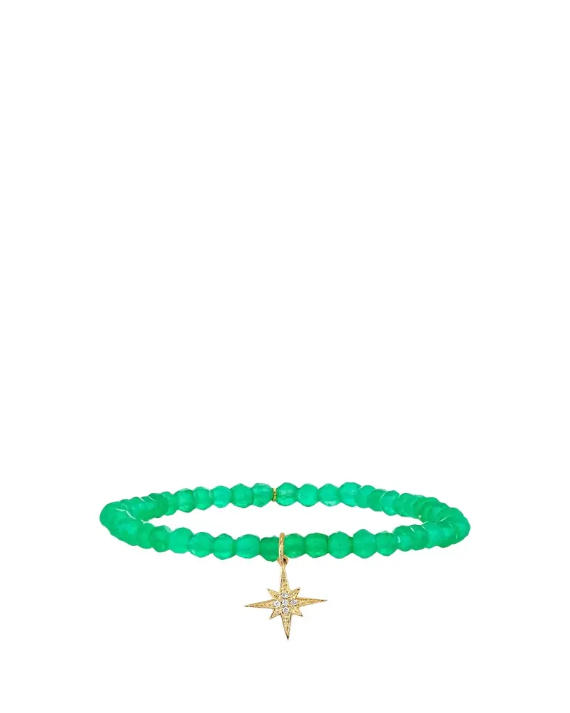 Sydney Evan 14K Diamond Pave Starburst on Green Onyx Bracelet