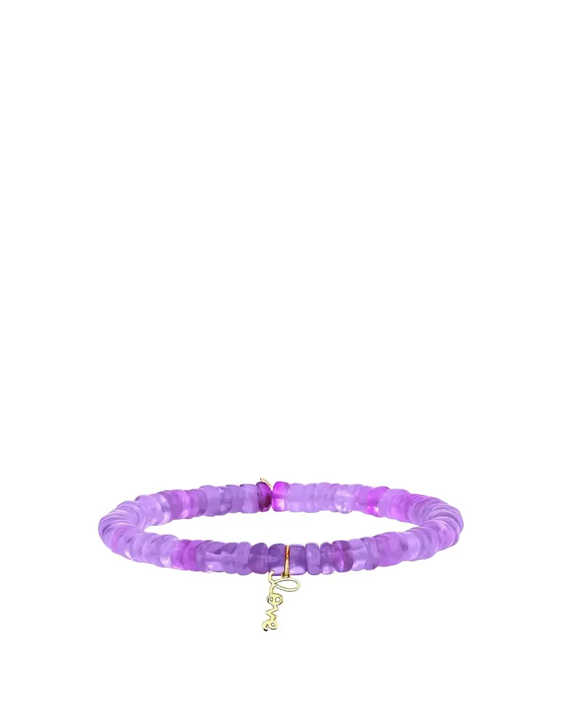 Sydney Evan 14K Tiny Love Script on Purple Opal Bracelet