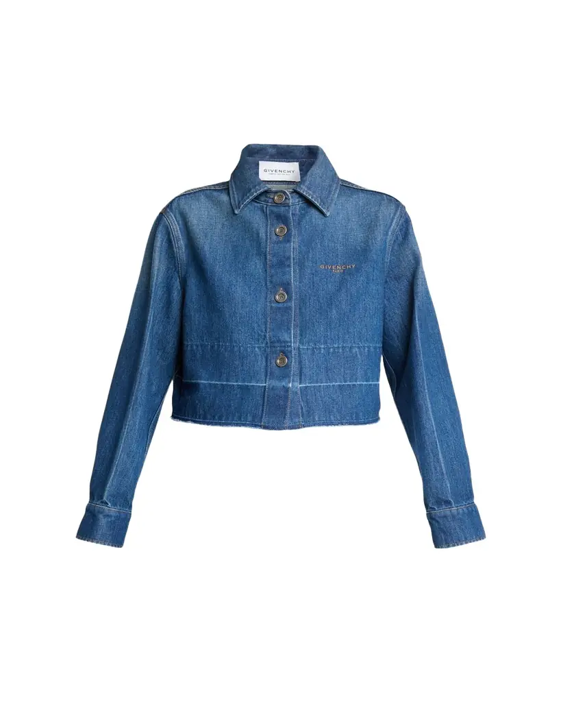 Givenchy Cropped Raw-Edge Cotton Denim Jacket