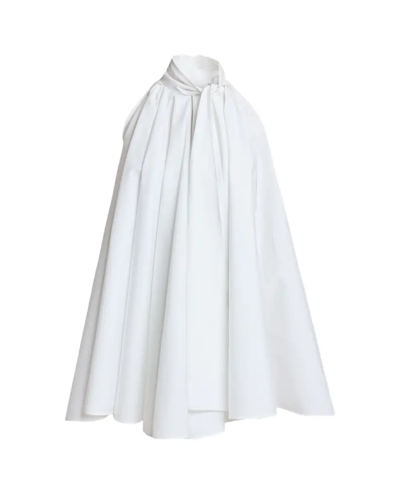 Givenchy Sleeveless Bow-Neck Pleated Poplin Mini Dress