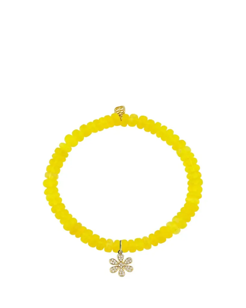 Sydney Evan 14K Diamond Pave Daisy on Yellow Opal Bracelet